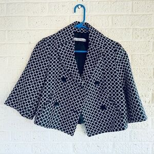 Black and White Print Cropped Blazer